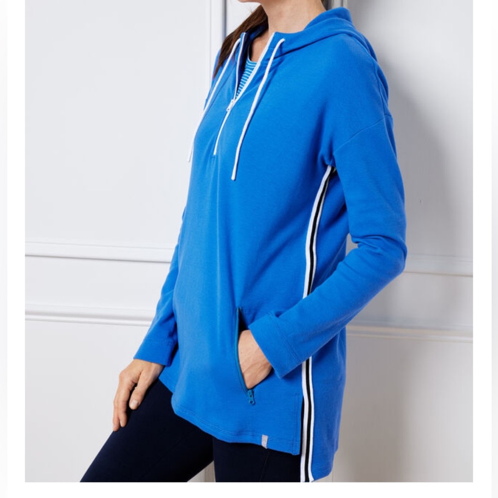 Talbots size S pullover 3/4 zip top hoodie front pockets